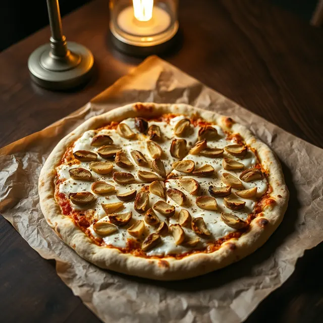 Pizza bianca con mozzarella e carciofi